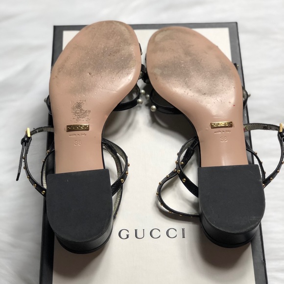 Gucci Strappy Black Sandal with Spikes, Pearls and Bee detail 🐝 - Picture 9 of 11
